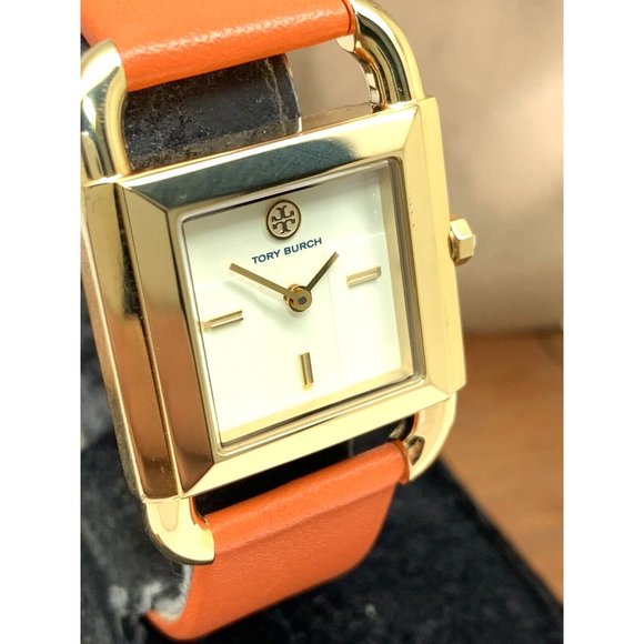 Tory Burch Women\'s Watch TBW7201 Quartz Tank Cream Dial Gold Orange Leather Band main image 7
